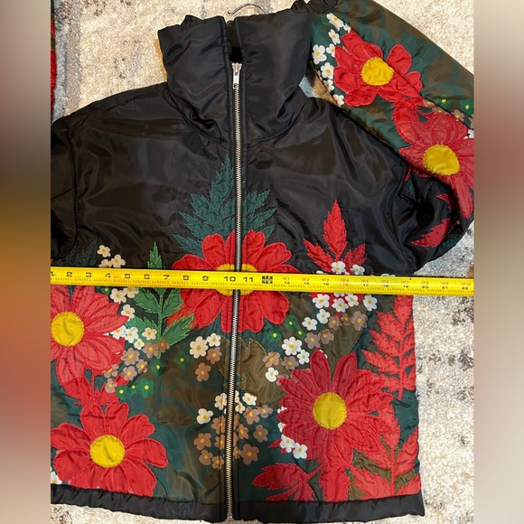 Anthropologie Floral Embroidered Zip Up Bomber Jacket Size Small - Picture 7 of 10